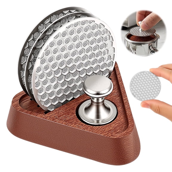 Puck Screen 53.3mm 3-Pack Espresso Puck Screen Set with Magnetic Extractor and Wooden Stand Stainless Steel Slim Coffee Filter Screen Mesh