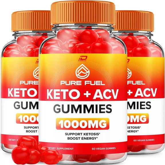 (3 Pack) Pure Fuel Gummies - Pure Fuel Apple Cider Vinegar Gummy Supplement for Energy - Pure Fuel Keto Gummies Dietary Supplement (180 Gummies)