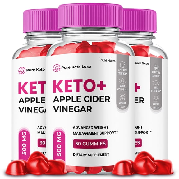 (3 Pack) Pure Keto Luxe ACV Gummies, Apple Cider Vinegar, Max Strength, 3 Month Supply Dietary Supplement, Made in USA