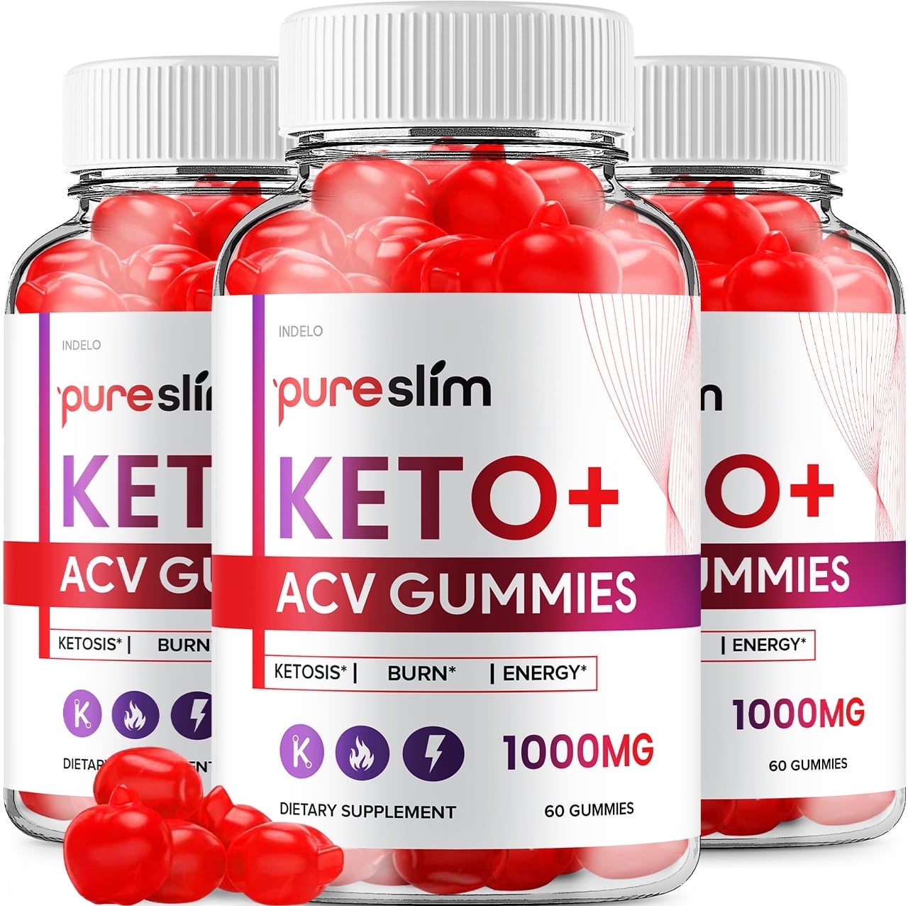 (3 Pack) Pure Slim Keto + ACV Gummies - Pure Slim Keto ACV Gummies Advanced Weight Loss, Maximum Strength Supplement (180 Gummies)