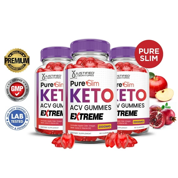 (3 Pack) Pure Slim Keto Extreme ACV Gummies 2000mg Dietary Supplement 180 Gummys