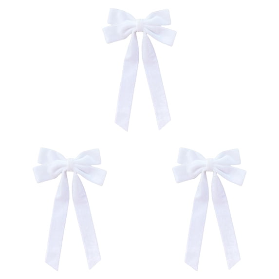 3-Pack Pure White Velvet Christmas Tree Bows, 8.66-Inch Large Ribbon Bow Ornaments for Winter Wonderland, Wreath, Garland, Mantel, Wedding and Elegant Holiday Decor