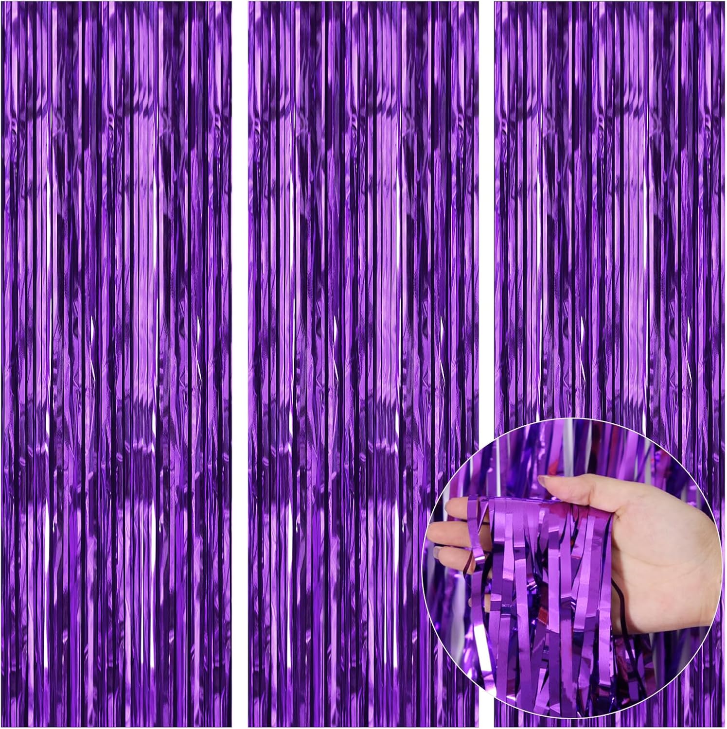 3 Pack Purple Party Backdrop Decorations, 3.28 x 9.84 ft Purple