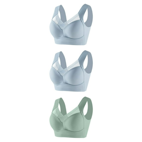 3 Pack Push Up Bras for Women No Underwire Full Coverage Supportive Bras Comfy Breathable Minimizer Bras Plus Size Bralette