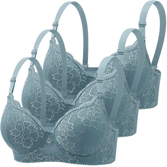 3 Pack Push up Sports Bras for Women Full Coverage Wireless Bra Tee Shirt Bras Bralettes for Women with Support Soft Back Closure Bra Lightly Padded Bras for Women Full Bust Bra