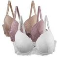 thumbnail image 1 of 3 Pack Push Up Lace Bras for Women Full Coverage Plus Size Bralettes No Underwire Supportive C Cup Everyday Bras Multicolor, 38/85C, 1 of 7