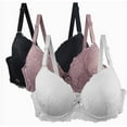 thumbnail image 1 of 3 Pack Push Up Lace Bras for Women Full Coverage Plus Size Bralettes No Underwire Supportive C Cup Everyday Bras Multicolor, 46/105C, 1 of 7