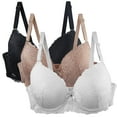 thumbnail image 1 of 3 Pack Push Up Lace Bras for Women Full Coverage Plus Size Bralettes No Underwire Supportive C Cup Everyday Bras Multicolor, 46/105C, 1 of 7
