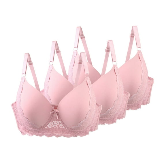 3 Pack Push-Up Underwire Bras Womens Floral Lace Full Coverage Bralette Underwear Adjustable Strap Supportive T-Shirt Bras, 48/110C