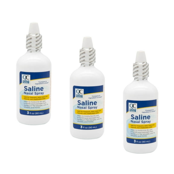 3 Pack QC Saline Nasal Relief Moisturizing Spray 1.5 Oz (Compare to OCEAN) Each