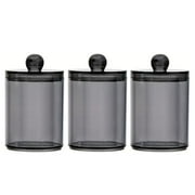 3 Pack Qtip Holder, Bathroom Organizers and Storage, Cotton Round Pad Holder Cotton Swab Dispenser Floss Pick Holder with Tray, Glass Apothecary Jars with Lids, Cotton Ball Container（Clear）