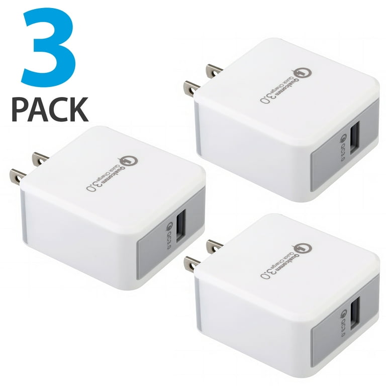 3 Pack Qualcomm 3.0 Quick Charge Certified 18W Fast Rapid USB Wall Charger  Adapter For Apple iPhone X iPhone 8 Plus Samsung Galaxy S8 S9+ Plus Note 9