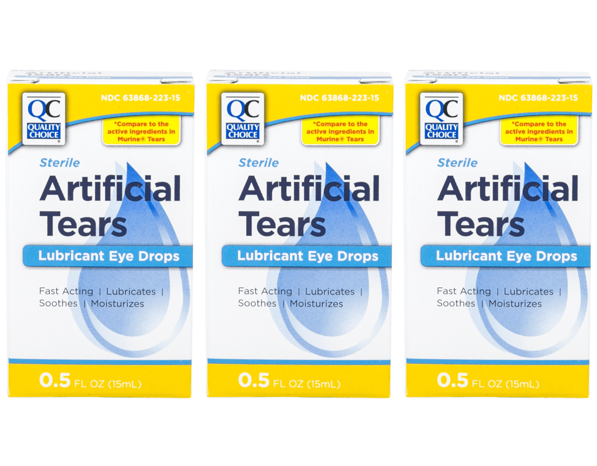 3 Pack Quality Choice Artifical Tears Sterile 0.5oz Each