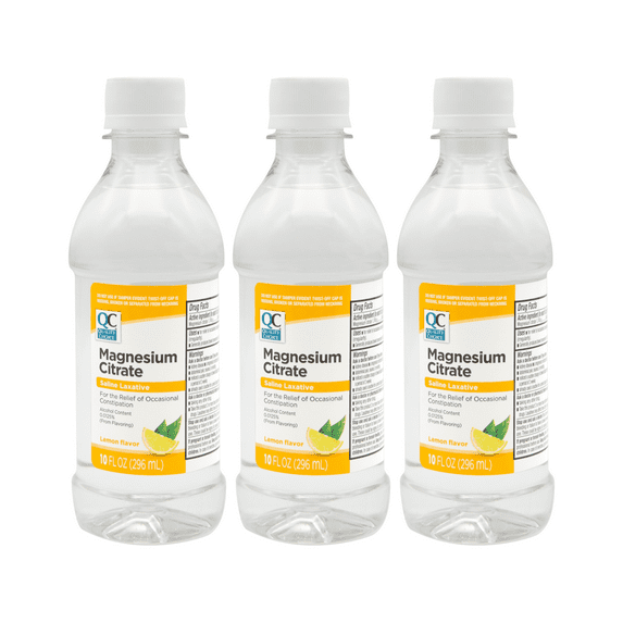 3 Pack Quality Choice Magnesium Citrate Liquid Laxative - Constipation Relief Oral Solution - Lemon Flavor 10oz Each