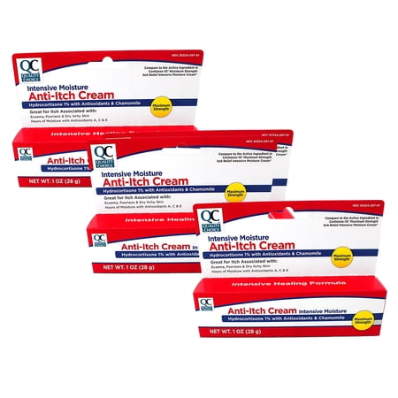 3 Pack Quality Choice Maximum Strength Hydrocortisone 1% Anti-Itch Cream 1oz Ea
