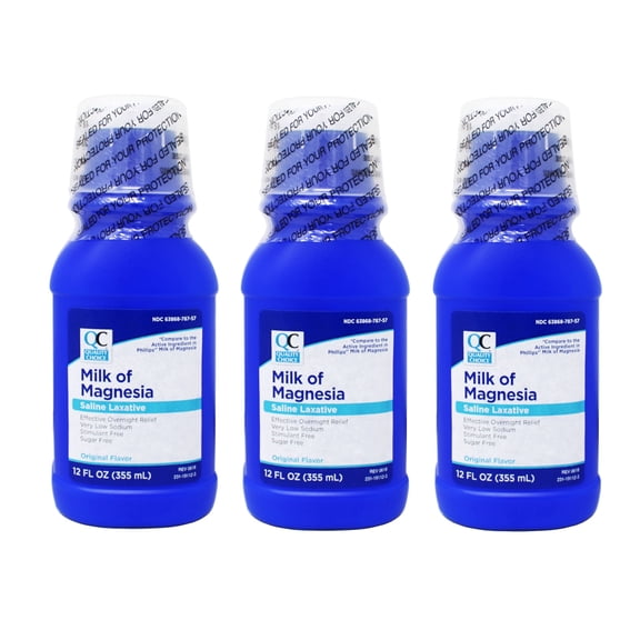 Quality Choice Milk of Magnesia Saline Laxative Original Flavor Stimulant Free Sugar Free 12 fl oz (Pack of 3)