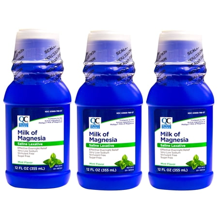 3 Pack - Quality Choice Mint Flavor Milk of Magnesia Liquid Laxative 12oz Each