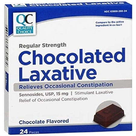 3 Pack Quality Choice Regular Strength Chocolate Laxative 24 Count Each