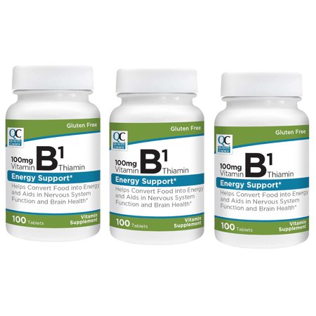 3 Pack Quality Choice Vitamin B-1 Metabolism Support 100mg 100 Tablets Each