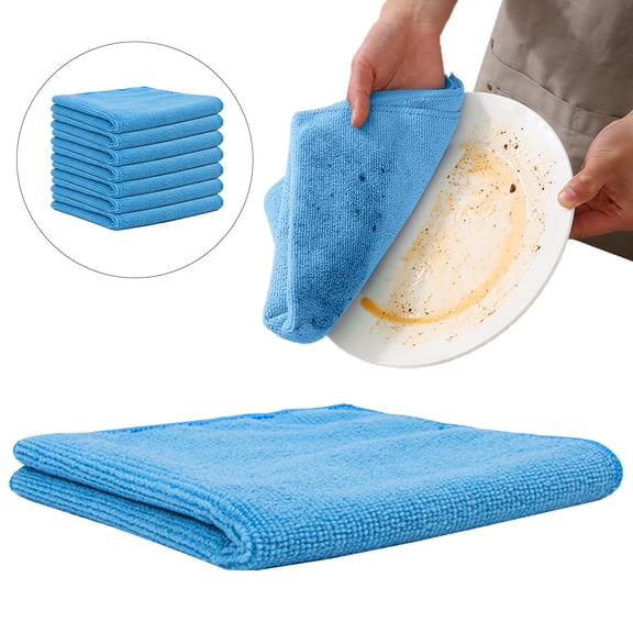 3-Pack Quality Microfiber Cleaning Cloths 11.8"x11.8", Absorbent Lint-Free Towels for Electronics Stainless Steel Glass, Streak-Free Reusable Washable Rags for Kitchen Car Bathroom, Blue, By Harlik