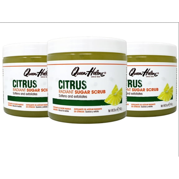 3 Pack - Queen Helene Citrus Radiant Sugar Scrub, Softens and Exfoliates, 20 Ounce