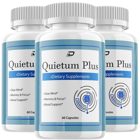 (3 Pack) Quietum Plus Brain Supplement Capsules All-Natural Maximum Strength Formula for Enhanced Memory and Focus pills, QuietumPlus Support and Reviews (180 Capsules)