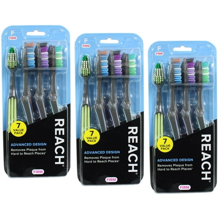3 Pack REACH Advanced Design Adult Toothbrush, Firm, 7 Count