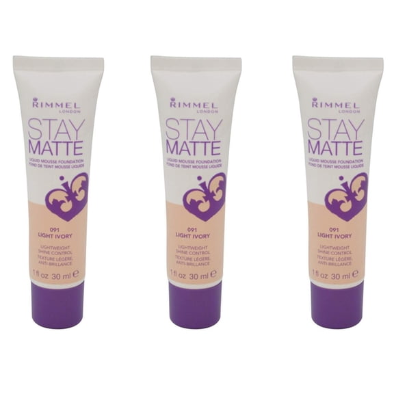 (3 Pack) RIMMEL LONDON Stay Matte Liquid Mousse Foundation - Light Ivory, 1 Ounce