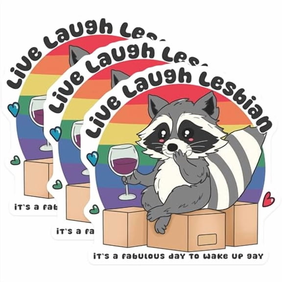 (3 Pack) Raccoon LGBTQ Decals - Pride Laptop Stickers - Funny Gay Decals- 3 Inches On Longest Side - Easy Peel & Apply - Made in USA - 3MCS5818
