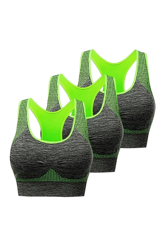 3-Pack Racerback Sports Bras for Women Medium Support Padded Wireless Seamless Workout Gym Activewear Bra