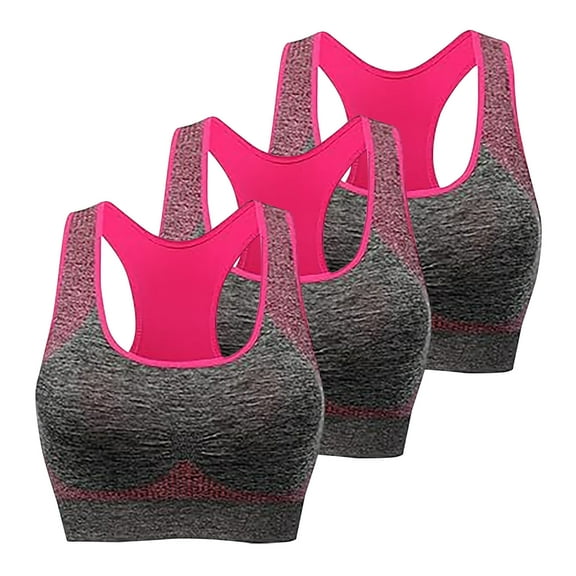 3-Pack Racerback Sports Bras for Women Medium Support Padded Wireless Seamless Workout Gym Activewear Bra