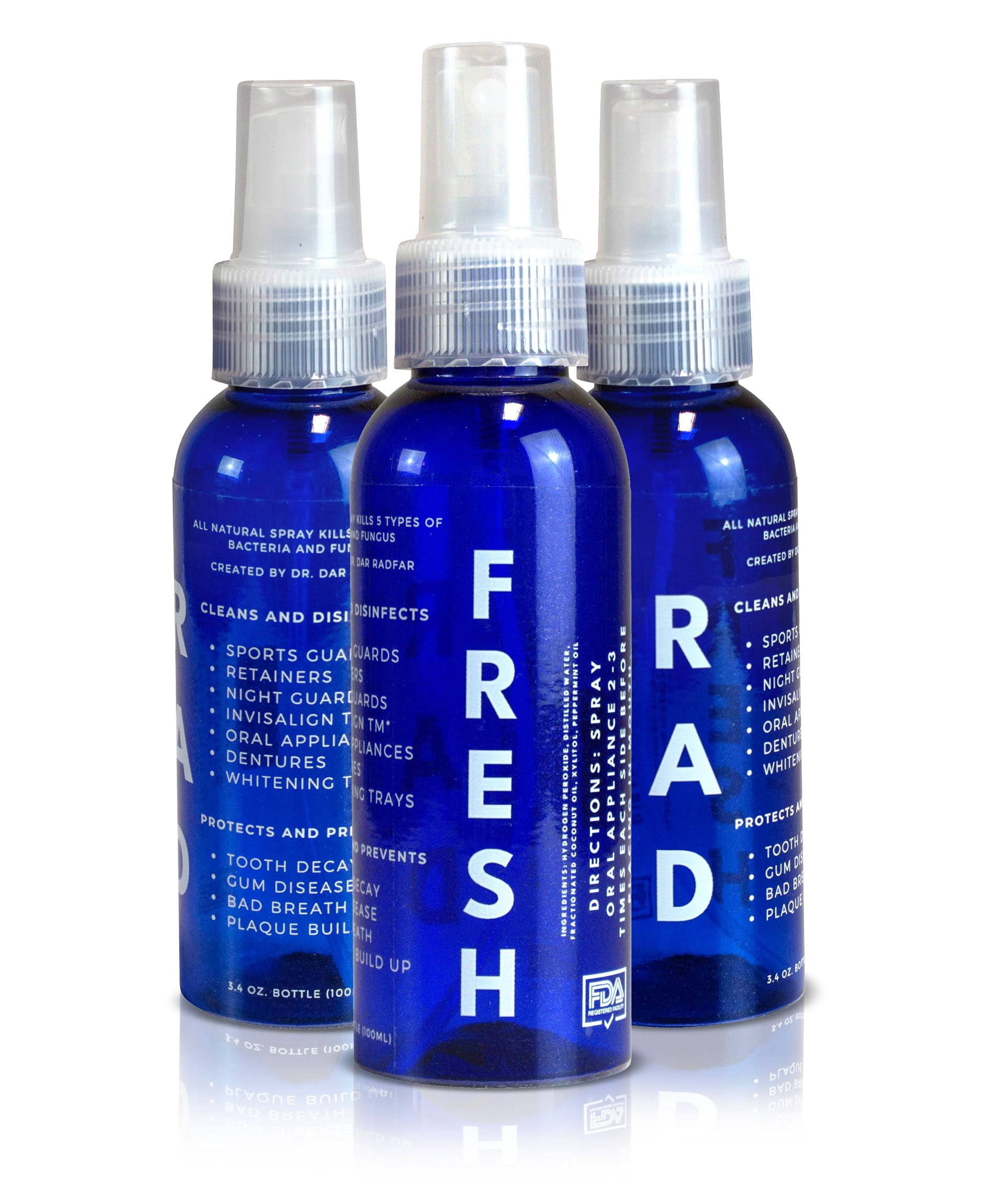 3 Pack Rad Fresh DNF2 Natural Retainer Cleaner Spray Grade Hydrogen