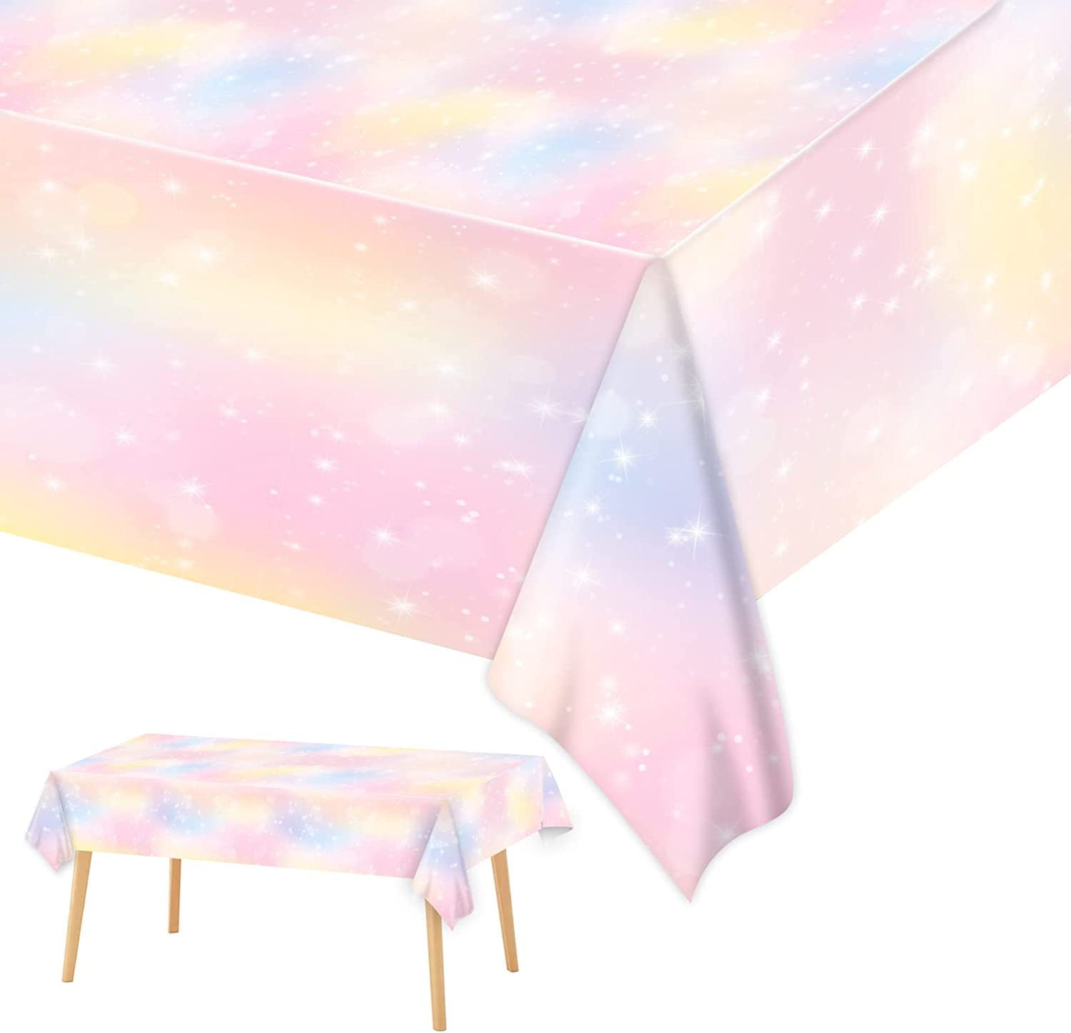 3 Pack Rainbow Plastic Party Tablecloths,Birthday party decorations,54"x108" Rectangular Disposable Table Covers for Unicorn Birthday Supplies Decorations