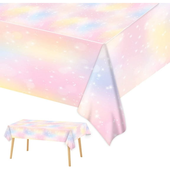3 Pack Rainbow Plastic Party Tablecloths,Birthday party decorations,54"x108" Rectangular Disposable Table Covers for Unicorn Birthday Supplies Decorations