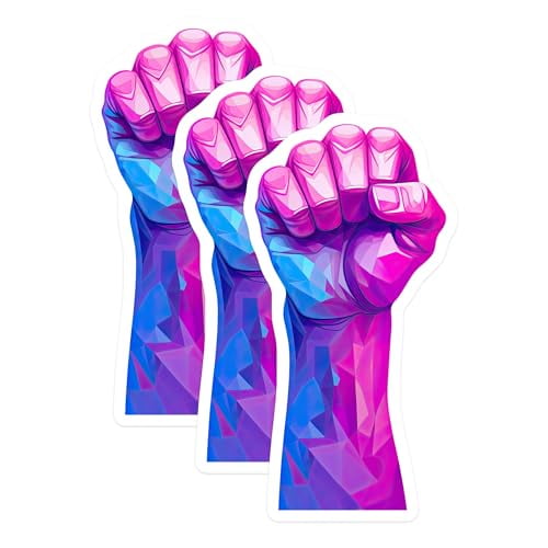 (3 Pack) Raised Fist Decals - Power Symbol Stickers - Protest Art Decals- 3 Inches On Longest Side - Easy Peel & Apply - Made in USA - 3MCS5349