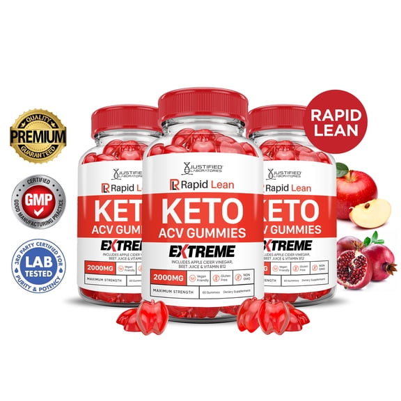 (3 Pack) Rapid Lean Keto Extreme ACV Gummies 2000mg Dietary Supplement 180 Gummys