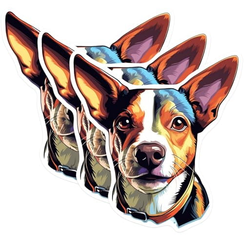(3 Pack) Rat Terrier Decals - Dog Breed Stickers - Pet Lover Decal - 3 Inches On Longest Side - Easy Peel & Apply - Made in USA - 3MCS0638