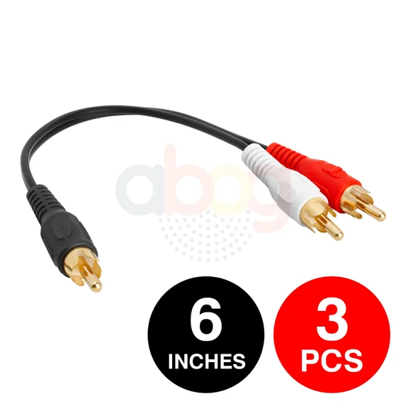 3 Pack Rca Splitter 6 Inch Rca Female To 2 Rca Male Dual Rca Y Cable Adapter