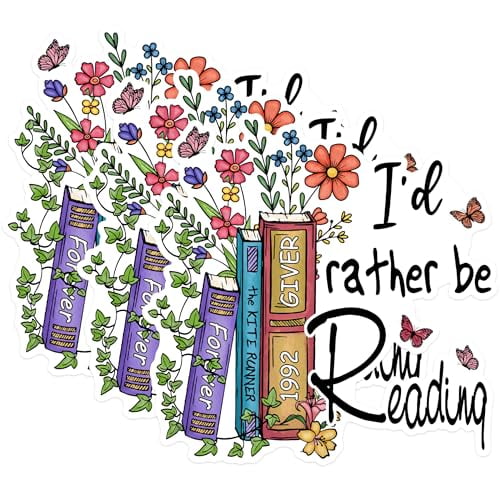 (3 Pack) Reading Decals - Book Lover Stickers - I'd Rather Be Reading Laptop Decal - 3 Inches On Longest Side - Easy Peel & Apply - Made in USA - 3MCS1706
