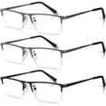 thumbnail interactive-video image 1 of Men's Half Frame Blue Light Blocking Reading Glasses – Spring Hinge – Polycarbonate Clear Lens 1 of 4