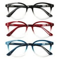 thumbnail image 1 of 3 Pack Reading Glasses Stylish Spring Hinged Round Readers for Men and Women, 1 of 6