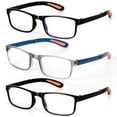 thumbnail image 1 of Reading Glasses for Men Blue Light Blocking Unisex Rectangular Reading Glasses Foldable Readers +3.0, 3 pack, 1 of 7