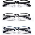 thumbnail image 1 of 3 Pack Reading Glasses for Men Women Rectangle Metal Frame Lightweight Readers Office Work Use, 1 of 8