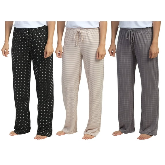 3 Pack: Real Essentials Womens Super Soft Cozy Pajama Pants (S-2XL)