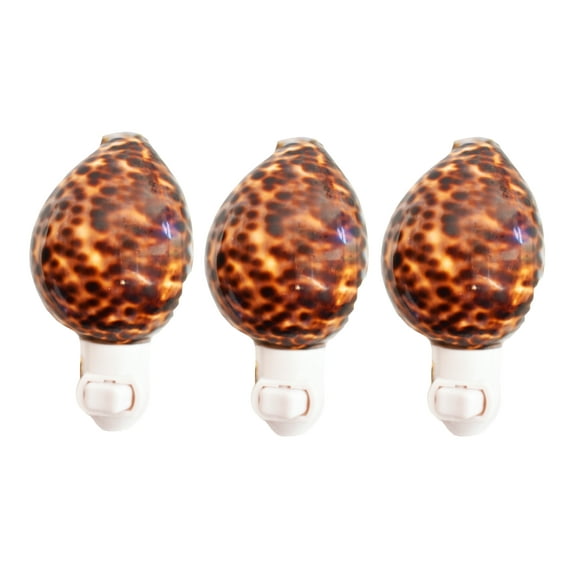 3-Pack: Real Seashell Night Light Tiger Cowrie Shell Decorative Beach Decor Nautical with on/off switch (Bulb Included)