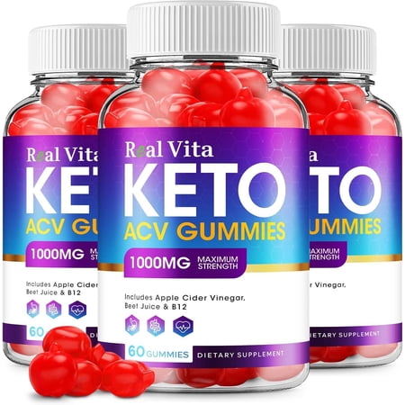 3 Pack Real Vita Keto ACV Gummies Real Vita Advanced Formula Apple Cider Vinegar Keto Gummies Dietary Supplement 180 Gummies
