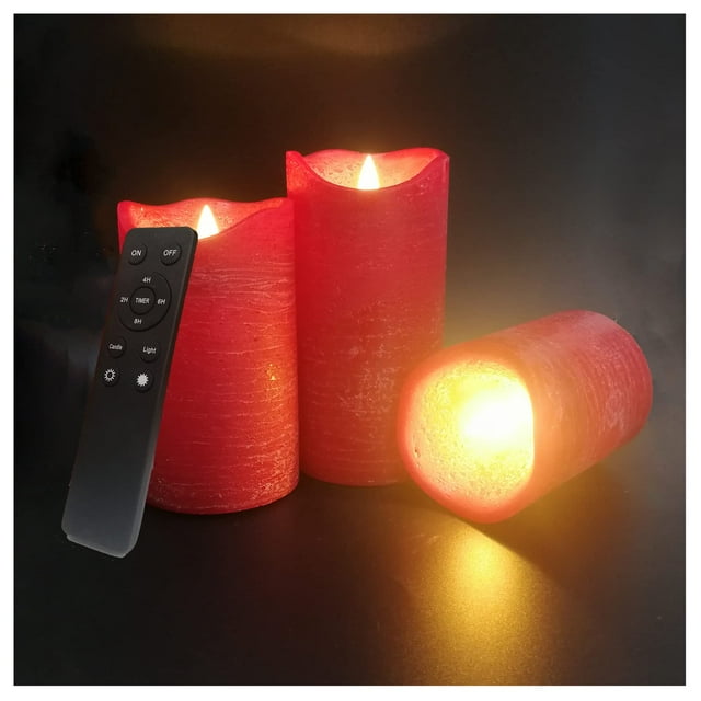 3-Pack Real Wax Flameless Candles with Remote - Battery Operated LED ...