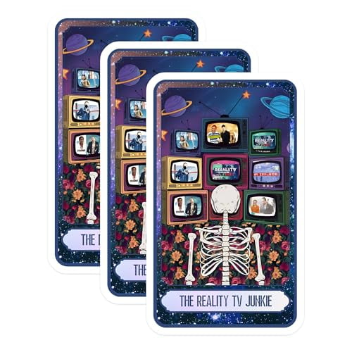 (3 Pack) Reality TV Junkie Decals - Funny Skeleton Stickers - Laptop Decal - 3 Inches On Longest Side - Easy Peel & Apply - Made in USA - 3MCS8752