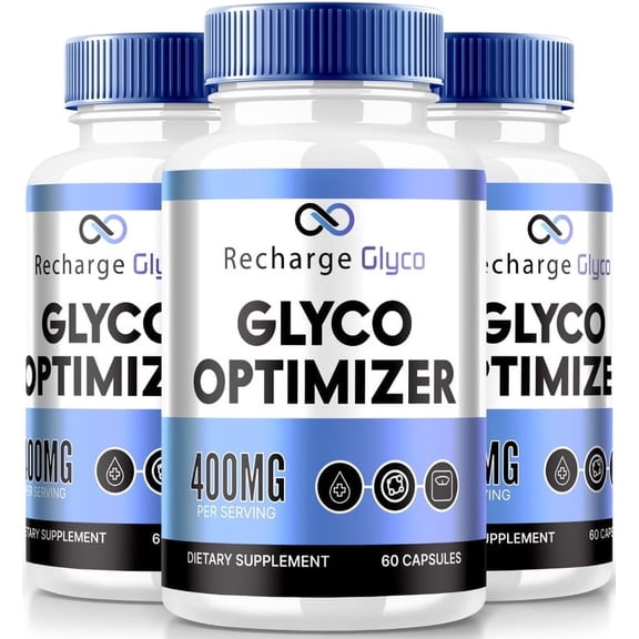 (3 Pack) Recharge Glyco Optimizer, Maximum Strength Blood Flow Support, All-Natural Capsules to Maintain Stable Levels, Vitamins Formula for Overall Health, 400MG Official Reviews (180 Capsules)