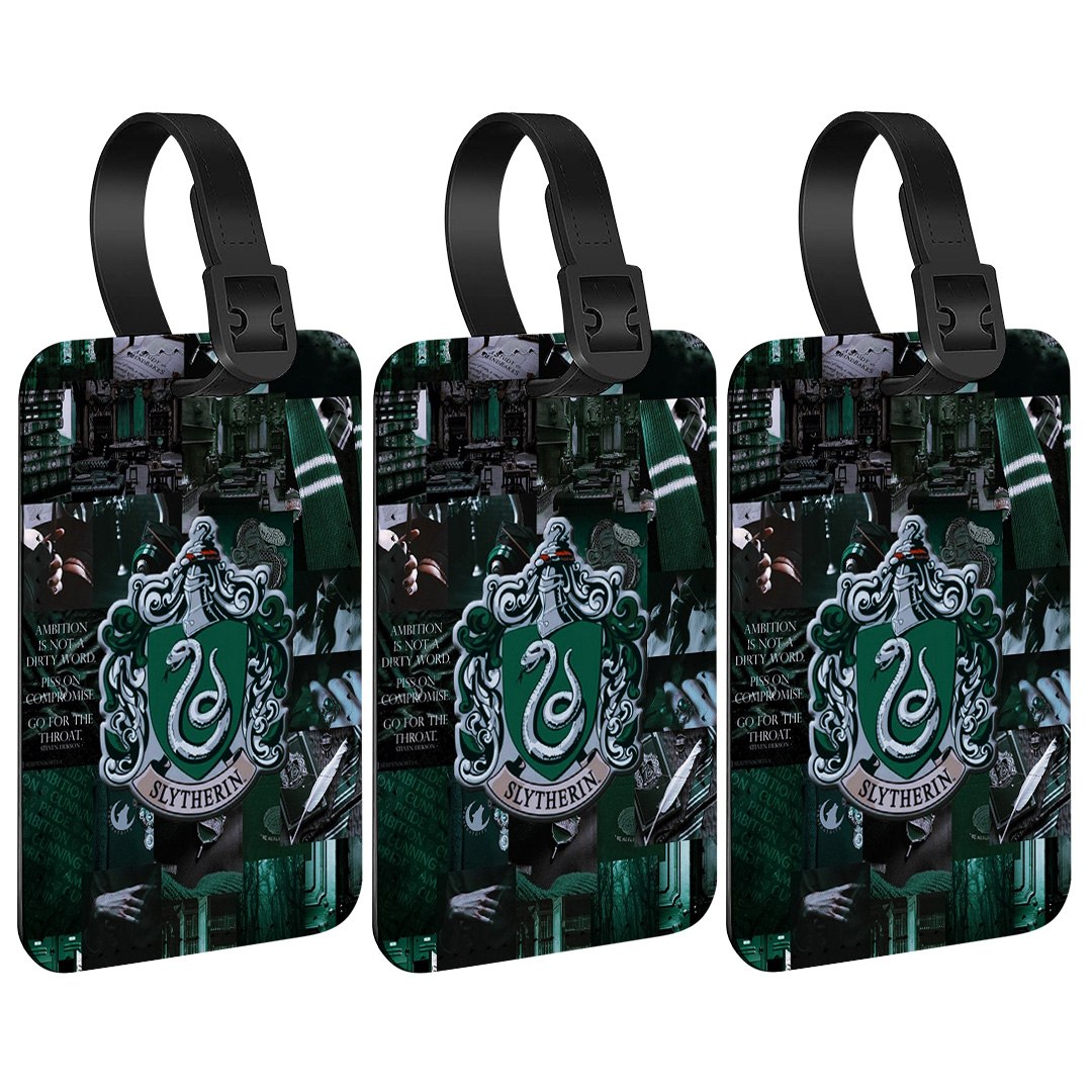 3 Pack Rectangle PU Leather Luggage Tags for Travel Suitcase Baggage 4.